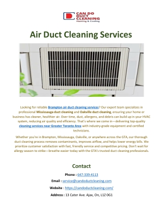Cleaning services near greater Toronto area