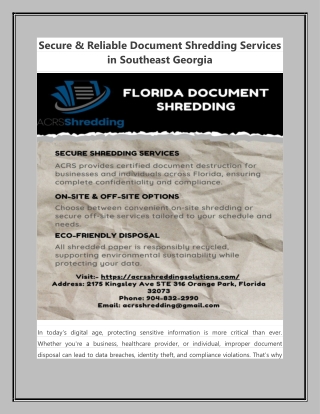 Secure & Reliable Document Shredding Services in Southeast Georgia