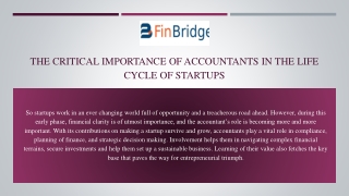 The Critical Importance of Accountants in the Life Cycle of Startups
