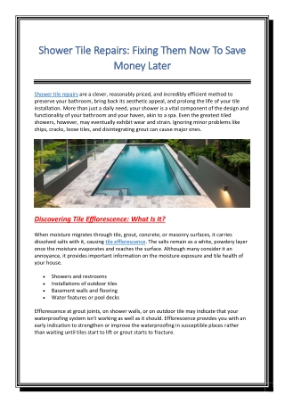 Shower Tile Repairs Fixing Them Now To Save Money Later