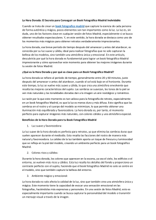 La Hora Dorada El Secreto para Conseguir un Book Fotográfico Madrid Inolvidable