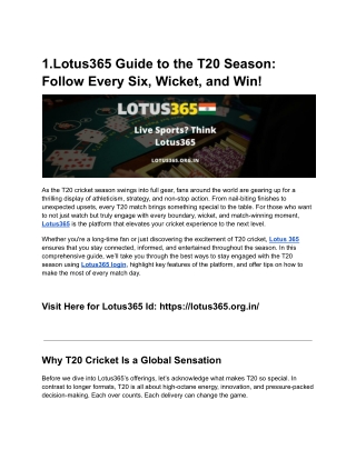 Lotus365 – India’s trusted name for sports fans and gamers alike.