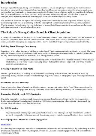 The Role of a Strong Online Brand in Client Acquisition