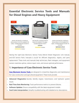 Essential Electronic Service Tools and Manuals for Diesel Engines and Heavy Equipment