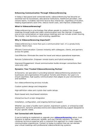 Enhancing Communication Through Videoconferencing