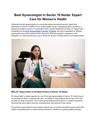 Expert Care for Women’s Health
