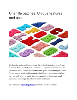 Custom Patches - High-Quality Chenille Patches for Unique and Stylish Customizat