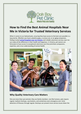 How to Find the Best Animal Hospitals Near Me in Victoria for Trusted Veterinary Services