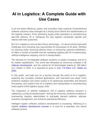 AI in Logistics: A Complete Guide with Use Cases