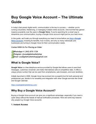 Buy Google Voice Account – The Ultimate Guide