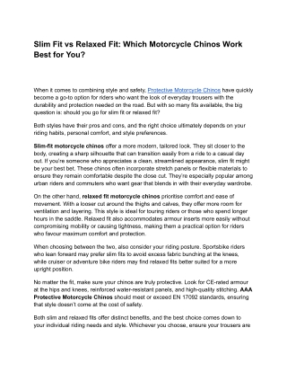 Slim Fit vs Relaxed Fit_ Which Motorcycle Chinos Work Best for You