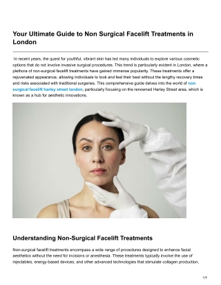 Your Ultimate Guide to Non Surgical Facelift Treatments in London