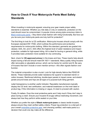 How to Check If Your Motorcycle Pants Meet Safety Standards