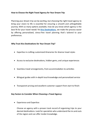 How to Choose the Right Travel Agency for Your Dream Trip