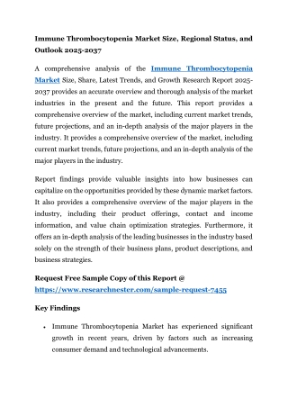 Immune Thrombocytopenia Market