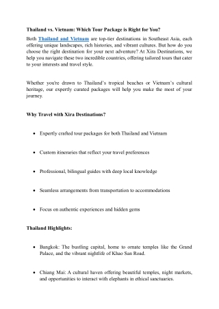 Thailand vs Vietnam  Which Tour Package is Right for You