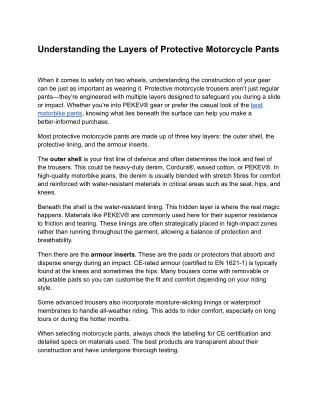 Understanding the Layers of Protective Motorcycle Pants