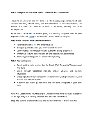 What to Expect on Your First Trip to China with Xira Destinations