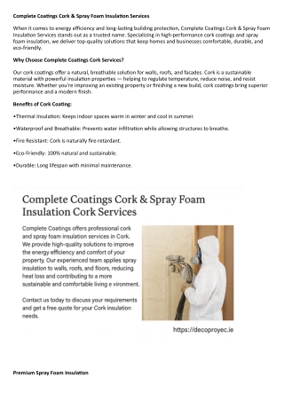 Complete Coatings Cork & Spray Foam Insulation cork Services.docx