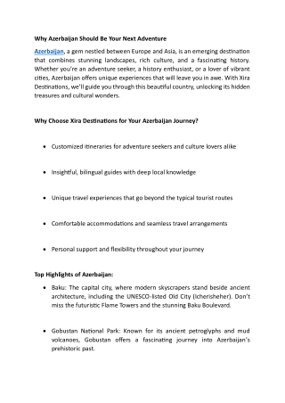 Why Azerbaijan Should Be Your Next Adventure