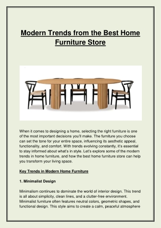 Modern Trends from the Best Home Furniture Store