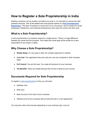 How to Register a Sole Proprietorship in India