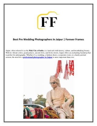 Best Pre Wedding Photographers In Jaipur