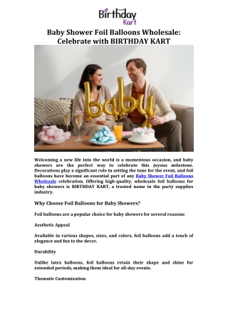 Baby Shower Foil Balloons Wholesale Celebrate with BIRTHDAY KART