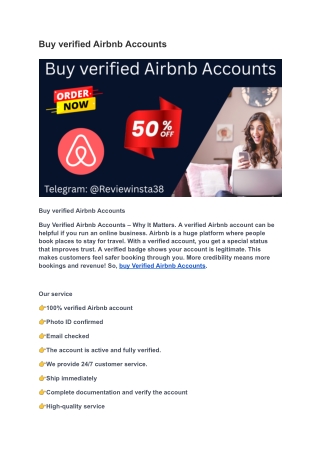 Buy verified Airbnb Accounts