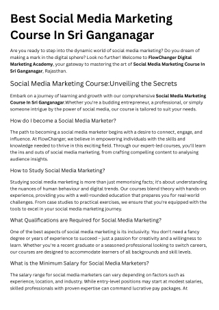 Best Social Media Marketing Course In Sri Ganganagar
