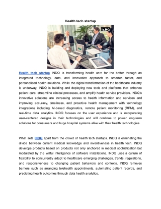 Health tech startup | INDQ