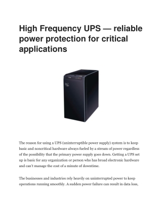 Online Power - Reliable High-Frequency Uninterrupted Power Supply Solutions