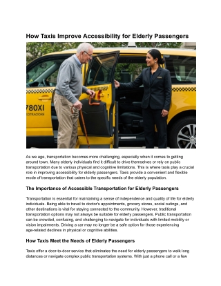 How Taxis Improve Accessibility for Elderly Passengers