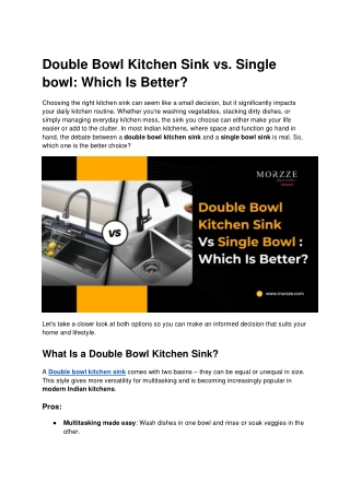 Double Bowl Kitchen Sink vs Single bowl Which Is Better