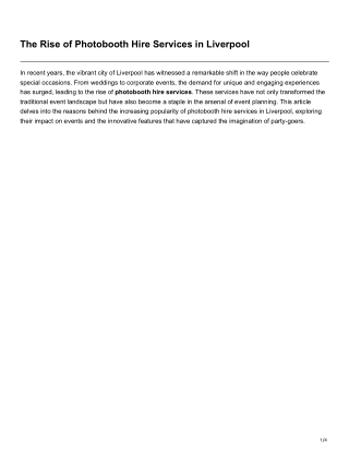 The Rise of Photobooth Hire Services in Liverpool