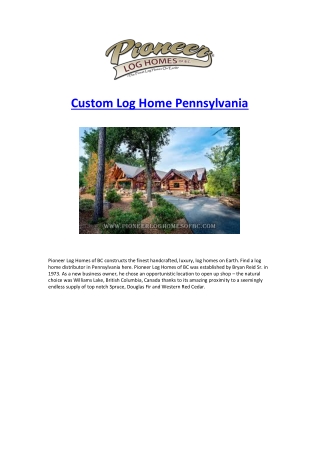 Custom Log Home Pennsylvania