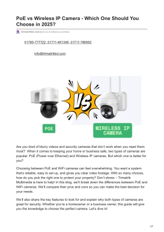 Poe vs Wireless Ip Camera Which One Should You Choose