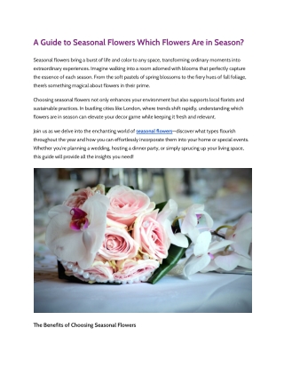 A Guide to Seasonal Flowers Which Flowers Are in Season