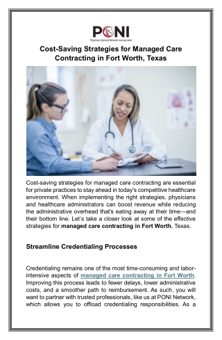 Managed Care Contracting Ft Worth