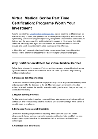 Virtual Medical Scribe Part Time Certification_ Programs Worth Your Investment