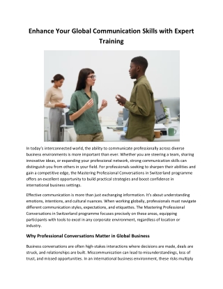Enhance Your Global Communication Skills with Expert Training