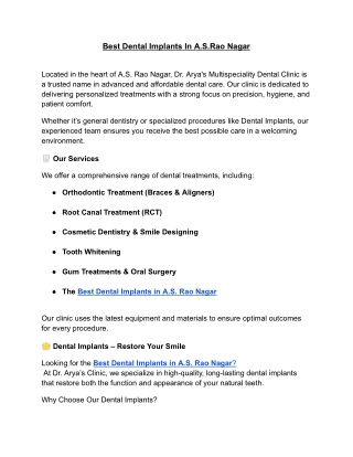 Best Dental Implants In A.S.Rao Nagar