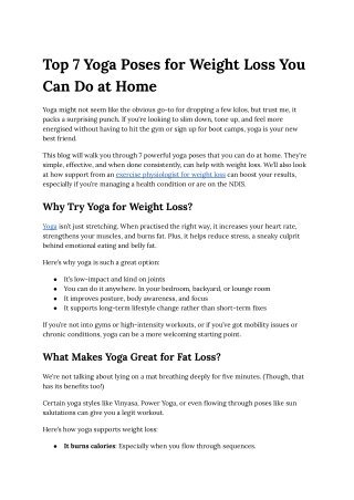 Top 7 Yoga Poses for Weight Loss You Can Do at Home