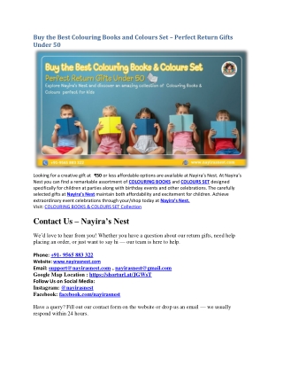 Buy the Best Colouring Books and Colours Set – Perfect Return Gifts Under 50