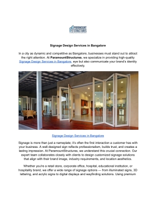 Signage Design Services in Bangalore