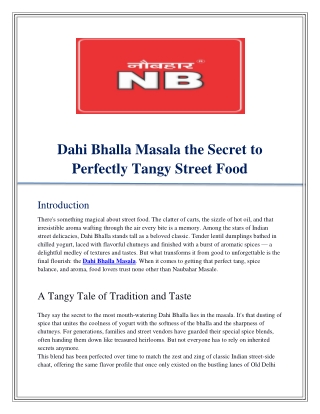 Dahi Bhalla Masala The Secret to Perfectly Tangy Street Food