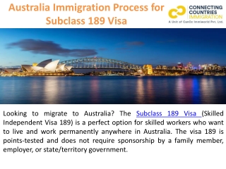 Australia Immigration Process for Subclass 189 Visa - Skilled Independent Visa f
