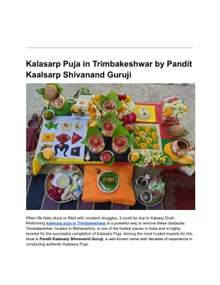 Kalasarp Puja in Trimbakeshwar