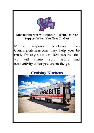 Mobile Emergency Response - Rapid, On-Site Support When You Need It Most